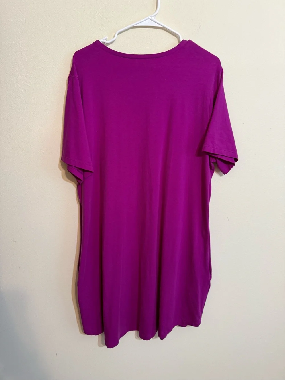 Women's Terra & Sky Short Sleeve T shirt Dress Magenta 1X - Picture 4 of 5